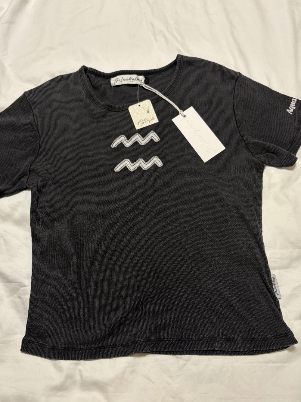 NWT Free People x The Laundry Room Aquarius Ribbed Zodiac Tee L